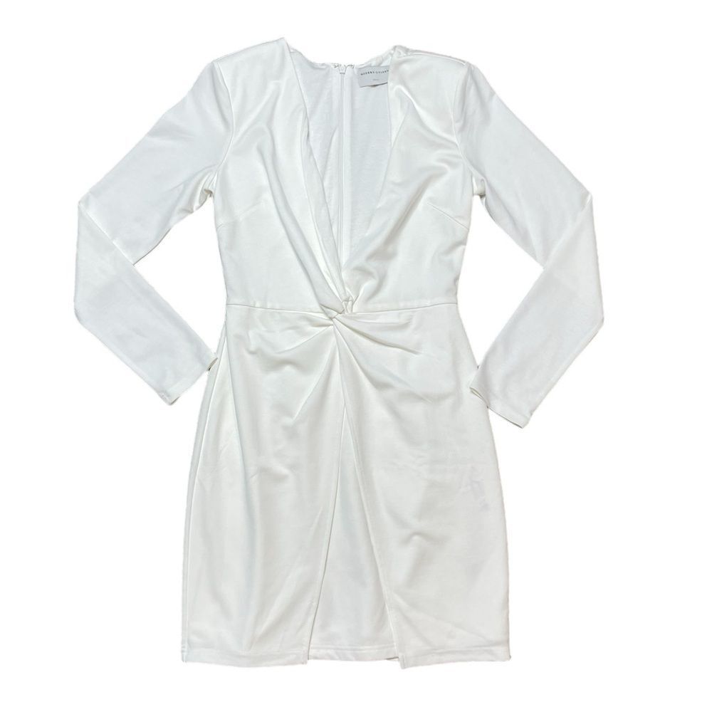 MODERN CITIZEN Deep V-Neck Long Sleeve Dress White Size Small